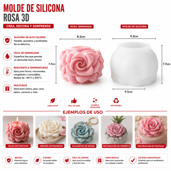 🌹✨ Molde Velón Rosa – Cód. 539 ✨
